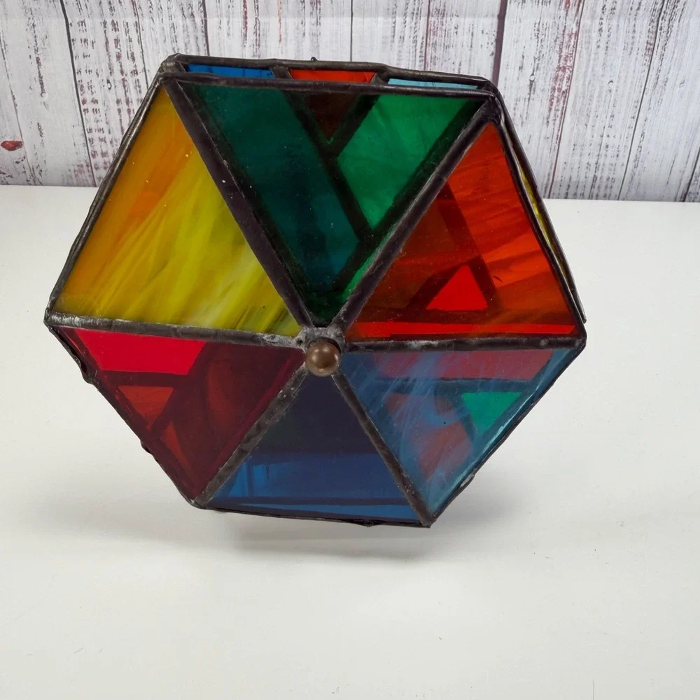 Stained Glass Kaleidoscope Handmade Multicolor Geometric Design